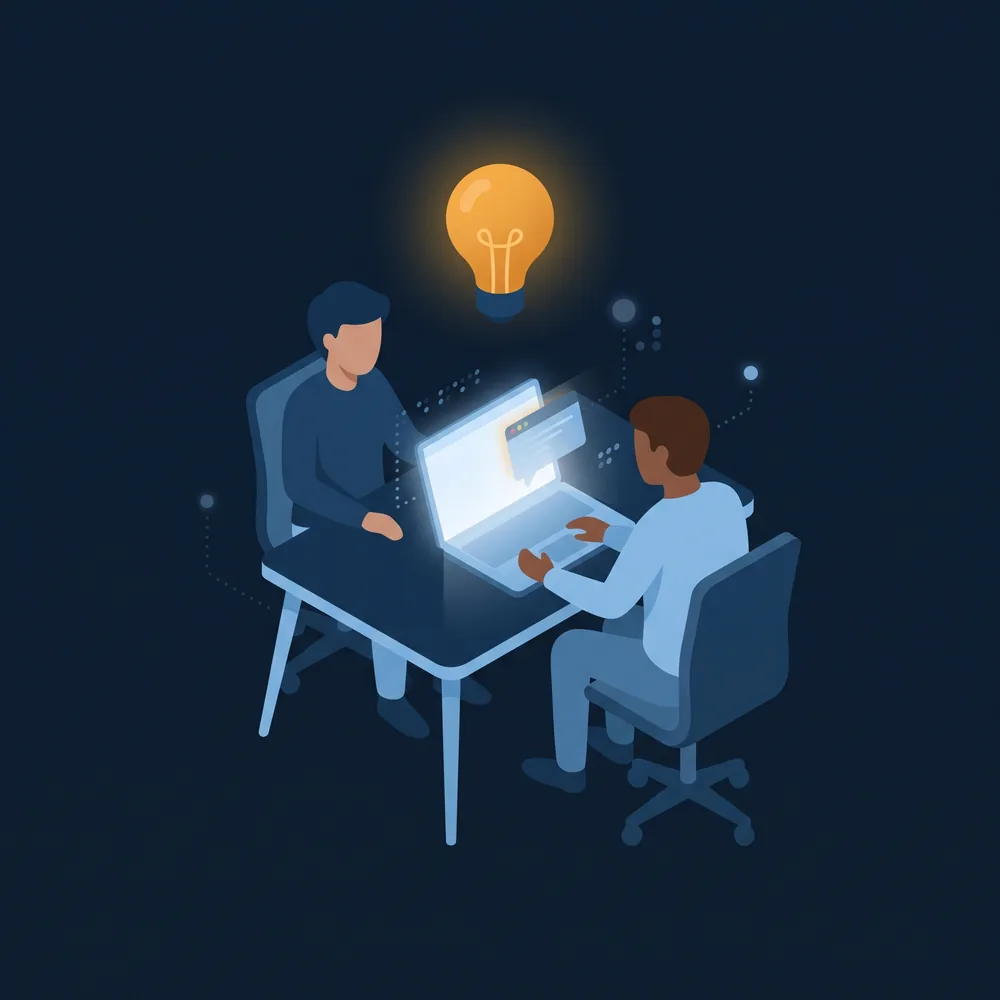 Two colleagues learning AI tools together